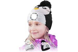 SUNWUUN Mütze mit Led Licht Kinder,Weihnachten Geschenk Mütze für Jungen und Mädchen,Mütze Kinder Winter, 2 Lichtmodi,USB Wiederaufladbar Winter Wärmer Haube,Lauflicht Ideal für Joggen Camping Lesen Laufen