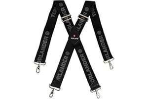 TORLAND® Hosenträger Herren extra stark, mit Rindsleder, 5 cm breit mit Karabiner-Verschluss, für Arbeitshose, Motorradhose | 135 cm lang, verstellbar bis Körpergröße 2 m