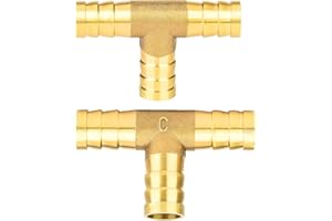 nutmanel T-tuyau connecteur 10mm T pièce en laiton air comprimé raccord de tuyau 3 voies T-pièce pour tuyau d'air comprimé 2 pièces