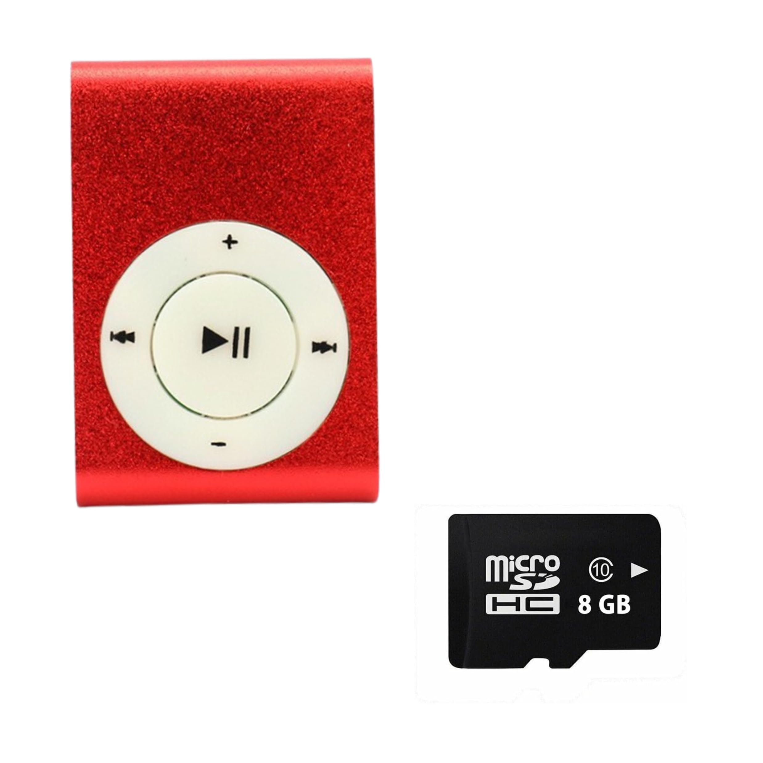 Drumstone (ð—¦ð—½ð—²ð—°ð—¶ð—®ð—¹ ðŸ­ðŸ¬ ð—¬ð—²ð—®ð—¿ð˜€ ð—ªð—®ð—¿ð—¿ð—®ð—»ð˜ð˜†) Compact MP3 Player with 8GB SD Card, Expandable Storage, Lossless Sound, 5+ Hours Battery, Durable Aluminum Body & Earphones - Red