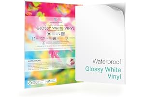 EVG Evergreen Goods 20 Feuilles De Papier Autocollant Papier Stickers Vinyle Blanc Brillant A4 Imperméable à L'eau De, Feuilles Vinyle Imprimable Convenant Aux Imprimantes à Jet D'encre Et Laser