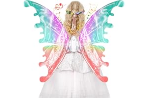 LPHIANX Electric Fairy Wings with LED Lights,Flatternde Feenflügel für Kinder,Bewegliche elektrische Schmetterlingsflügel Wunderbares Spielzeug für Kinder als Halloween Geburtstag Party
