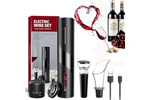 ZOYIDOUX Cavatappi elettrico ricaricabile 6 In 1,set apribottiglie vino Professionale con Linea di Ricarica USB, Tagliapasta Stagnola, Tappo del Vino di Vuoto, Versatore