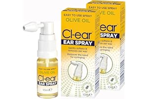 Cl-ear Olive Oil Ear Spray: Natural Wax Removal for Softening & Prevention - Suitable for Adults, Elderly, and Children - 20ml (2 Pack)
