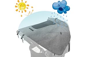Selene Pare-Soleil pour Poussette, Pare-Soleil de Poussette pour Bébé avec Lucarne, UV 50+ Universel Pare-Soleil Imperméable pour Landau, Couffin - Gris
