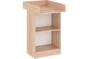 KOMTO Wickelkommode Sonoma Eiche - Wickeltisch Schmal, Baby Kommode mit Wickelaufsatz abnehmbar, Baby Changing Table | Lulliblox M1