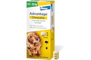 Advantage Chewable 450mg Chewable Tablets for Dogs >11 - 22kg (3 pack), Flea and Tick Treatment, Fast Acting Kills Fleas Within Hours, Prevention Lasts For A Month, Easy To Administer