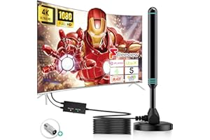 CENBOU 2024 Upgraded TV Aerial - Indoor TV Aerial for Smart TV with Booster & 280 Miles Long Range Reception, Portable Digital Freeview TV Antenna Supports 4K 1080P All TV with 16.4ft Coaxial Cable
