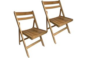 Durabull - Fold Up Hardwood Chairs. Indoor & Outdoor use. Foldable Folding Chairs for Dining, Office, Garden, Patio, BBQ, Functions & Events. No Assembly (Beech, 2 Pack)