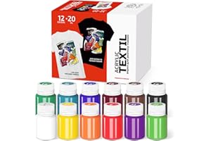 7 Artists Peinture Textile Permanent 12x20 ml Peinture Tissu Textile Permanent | Peinture Textile | Peintures pour Textiles | Peinture pour Tissu | Peinture sur Tissu | Peinture pour Textile