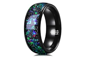 Three Keys Jewelry 4mm 8mm Men Women Black Wedding Bands Tungsten Galaxy Blue Stone Carbide Ring Unique for Him
