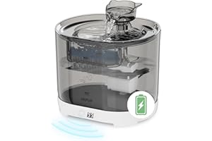 HAPUP Cat Water Fountain for Drinking Fountains Battery Operated Cat Fountain 2.2L Auto with Motion Sensor 2 Pet Water Fountain Filters 1 Pump 1 Brush 2 Cable for Cats