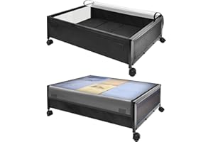 SPECILITE Caja Bajo Cama con Ruedas 2 Piezas, Metálico Almacenaje Bajo Cama, Cajas Almacenaje Ropa con Ruedas y Tapa, Zapatos, Juguetes y Mantas