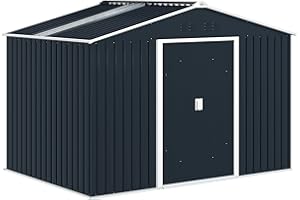 Outsunny Casetta da Giardino 5m² in Acciaio Zincato con Prese d'Aria, Capanno da Giardino con Tetto Inclinato, Doppie Porte Scorrevoli Bloccabili, Capanno Porta Attrezzi, 277x195x192 cm, Grigio Scuro
