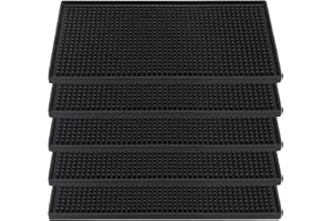 ‎ZEONHEI ZEONHEI 5 Stück 30 x 15 cm Barmatte, Silikon Abtropfmatte Reckteckige Gummi-Barmatte Kaffee Tampermatte Geschirr-Abtropfmatte für Küche Bar Club, Schwarz