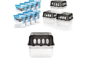 Vaily Luftentfeuchter 4er Set mit 8x 400g Nachfüllbeutel - Raumentfeuchter mit Granulat für Bad, Keller, Wohnung u.v.m bis 40m²