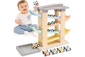 Joyreal kulbana baby trä – Montessori billeksak 1 2 år, kulbanor träleksak barnleksak present till första dagen pojke flicka baby