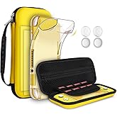 GeeRic 8pcs Custodia Compatibile per Switch Lite, 2pcs Vetro Temperato + Cover + 4 Thumb Grips + Borsa +Accessori 8 in 1 Kit 
