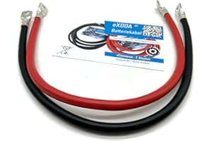 eXODA Auto Battery Cable 50 mm² 50cm Copper Power Cable with Eyelets M8 12V Car Cable also for Your Charger