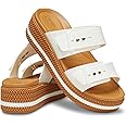 Crocs Women's Brooklyn Buckle Low Wedge Sandal, Chalk, 10