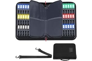 Lrawioallgn Przenośna skrzynka na klucze, organizer na klucze z zamkiem błyskawicznym, wodoszczelne i ognioodporne etui na klucze, z 54 haczykami i kolorowymi breloczkami do kluczy, organizer na