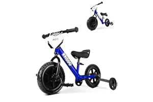 KRIDDO 2-in-1 Kids Tricycle and Toddler Balance Bike 2 Year Old, Detachable Pedals and Stowable Training Wheels, DIY Plate, Riding Trikes Toy for Ages 18 Months to 3 Years