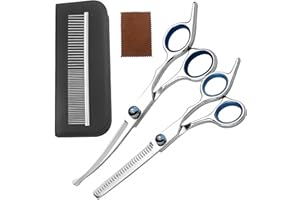 DOETYD Pet Grooming Scissors, Upper Curved Pet Grooming Scissors Set with Safety Rounded Tips, 6.7-Inch, Stainless Steel, Pet Cat and Dog Hair Trimming, Professional Pet Hair Care Tool.