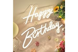 Happy Birthday Neon Sign Large 40"/23" - Happy Birthday Sign 12V - Happy Birthday Light Up Sign with Dimmable Switch - 2PCS Reusable Happy Birthday LED for Backdrop for All Age - Bdun, Warm White