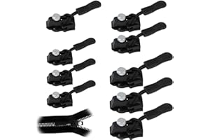 TEASTEAM 9 PCS Zip Repair Kit 3 Sizes Replacement Zipper Puller Instant Fixer Zip Replacement Slider for Backpacks Coats Jacket Luggage Sewing and Supplies(Black)