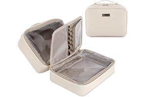 HERYEBING Kosmetyczka podróżna o dużej pojemności, wodoodporna kosmetyczka ze skóry PU, damska przenośna podróżna kosmetyczka z uchwytem i przegrodą, płaska torba do makijażu, biały