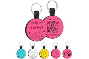 MYLUCKYTAG QR Code Silicone Pet ID Tag Dog Cat Tag, Online Pet Profile, Pet Location Alert Email, Digital Pet Tag, Quiet Dog Tag, Durable Pet ID, Dog Collar Tag, Engraved Pet Tag