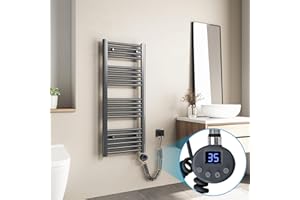 Heilmetz Termoarredo Elettrico Bagno 1000x400mm Scaldasalviette Elettrico Bagno con Temperatura Regolabile, Termostato Intelligente, Radiatore Elettrico Basso Consumo da Parete Verticale, Antracite