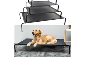 ROYALSWILL Metal Frame Dog Cot Elevated Pet Bed, Raised Pet Bed with Breathable Mesh & No-Slip Rubber Feet, Lightweight & Portable Raised Outdoor Dog Bed for Indoor Camping Beach Travel Use, 106x62x15CM