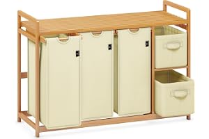 AdelDream Tvättkorg, 5 fack, tvättkorg, 190 l, tvättlådor med korg