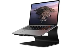 Bestand Stojak na laptopa, aluminiowy uchwyt na notebooka, podwyższenie wentylacyjne do MacBook Air/Pro, Dell, HP, Lenovo, Microsoft Surface, Samsung 11-16-calowy notebook (czarny)