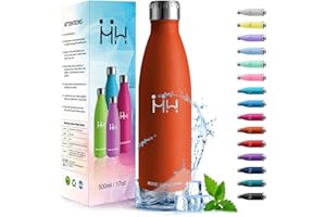HoneyHolly Gourde Isotherme - 500ML - Gourde Inox sans BPA, Gourde Sport Étanche, Réutilisable, Bouteille Isotherme, Processus de revêtement en Poudre, Gourde Metal pour Running, École, Bureau, Foot