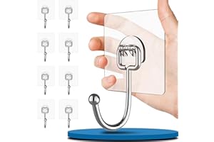 Vehepeay 8 Piezas Gran Ganchos Adhesivos para Pared (máximo 20 KG), Fuerte Gancho Adhesivo para Abjetos Grandes, Ganchos para Colgar Ideal para Baño,Cocina y Salón