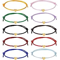 Xinstroe 10 Stück Herz Freundschaftsarmband, Herz Seil Armbänder Filigranes Herz Armband Größenverstellbar Herz Armband für F