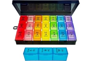 ZVZM Tablettenbox 7 Tage Morgens Mittags Abends, Pillendose 7 Tage, Tablettenbox 7 Tage 3 Große Fächer, Medikamentenbox 7 Tage 3 Fächer, Tabletten Organizer FüR Kinder äLtere und Arthritische HäNde.