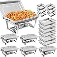YORKING 9L Chafing Dishes for Buffet, 6 Pack Chafing Dish Buffet Set, Stainless Steel Food Warmers with 6 Full & 6 Half Size Pans Lids Foldable Frames Fuel Holders for Parties Birthday Holiday Events