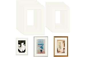 Roosea 20 Pcs Passepartout Blanco Marcos De Cartón Paspartú Blanco Passepartout Carton Paspartú Marcos Cartón Papel Paspartú 15x20cm/13x18cm para Fotos Impresiones Artísticas Carteles