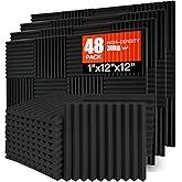 Lot de 48 panneaux acoustiques en mousse acoustique - 30 x 30 x 2,5 cm - Panneaux acoustiques - Panneau d'insonorisation haut