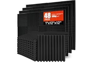SAIQIANG Lot de 48 panneaux acoustiques en mousse acoustique - 30 x 30 x 2,5 cm - Panneaux acoustiques - Panneau d'insonorisation haute densité