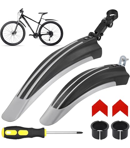 Set Parafanghi Universale Per MTB 24-28 Pollici - Anteriore E Posteriore Nero Con Coda Di Rondine - Foto 4