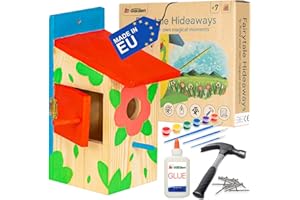 ITA DIY Nichoir à assembler et à peindre TreeTopTreat 11,5x12,5x25 cm - Kit de construction et de peinture pour enfants - Kit de bricolage pour garçons et filles