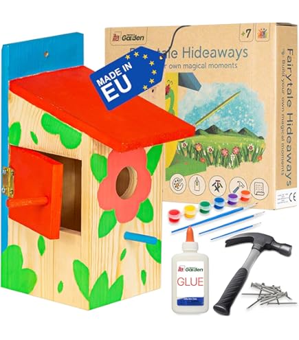12 Casette Per Uccelli In Legno Da Decorare - Kit Completo Per Bambini Con Colori E Pennelli - Attività Creativa Fai Da Te Per Ragazze E Ragazzi - 2