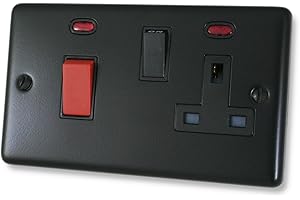 G&H BRASSWARE Matt Black Cooker Switch with Socket - CFB29B