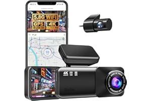 DEEDLITE Dashcam Pro avec 4K Voiture Avant Arriere, WiFi 5,8 GHz, GPS, Carte 64 Go Offerte, caméra embarquée avec Moniteur de stationnement, Objectif Grand Angle 170°