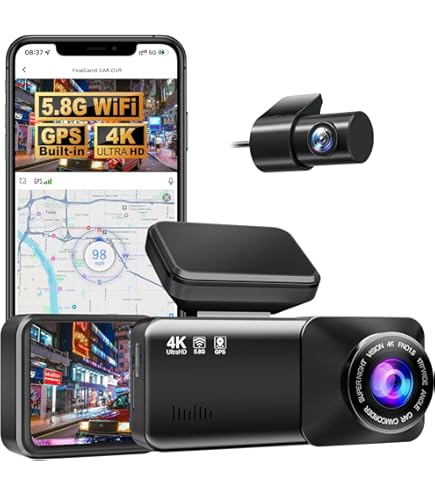 SIGRILL Dashcam Voiture Avant Arrière,4K 1080P Dashcam,Carte SD 64GB
