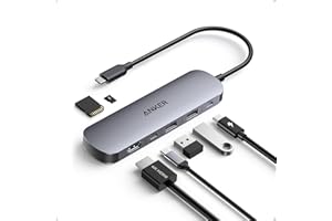 Anker Hub USB C 7 en 1 Concentrador, Adaptador Tipo C Multipuerto, Divisor USB HDMI 4K a60 Hz, Potencia máx de 100W, 3 Puertos de Datos USB A y USB-C 3.0, Tarjeta SD/TF, Tipo C (Cargador no Incluido)